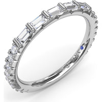Wedding Band with Bar Set Baguette Diamonds by Fana - 0.48 Carat Total Diamond Weight