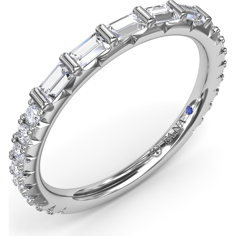 Wedding Band with Bar Set Baguette Diamonds by Fana - 0.48 Carat Total Diamond Weight