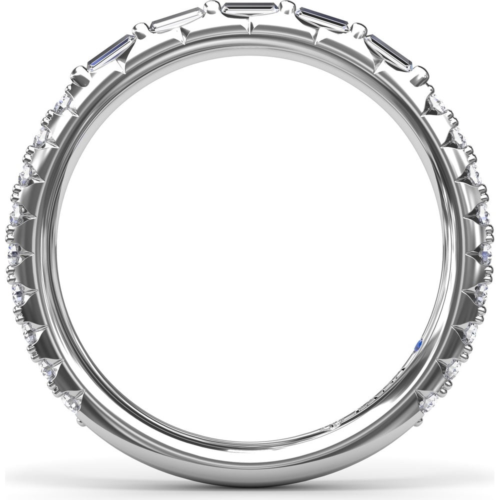 Wedding Band with Bar Set Baguette Diamonds by Fana - 0.48 Carat Total Diamond Weight