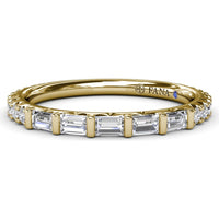 Wedding Band with Bar Set Baguette Diamonds by Fana - 0.48 Carat Total Diamond Weight