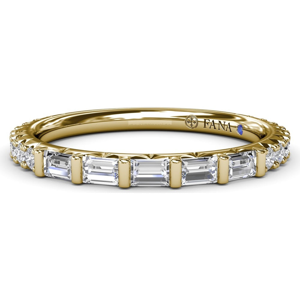 Wedding Band with Bar Set Baguette Diamonds by Fana - 0.48 Carat Total Diamond Weight