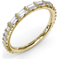 Wedding Band with Bar Set Baguette Diamonds by Fana - 0.48 Carat Total Diamond Weight