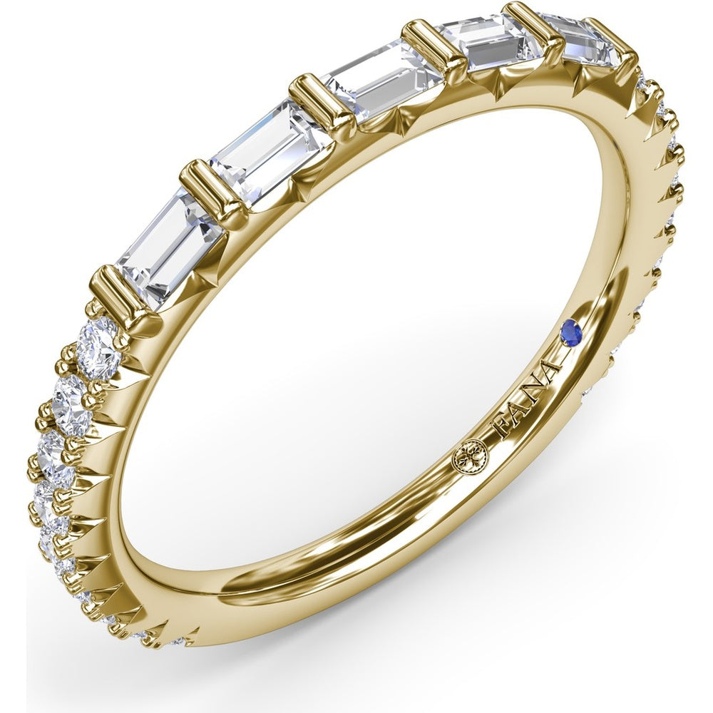 Wedding Band with Bar Set Baguette Diamonds by Fana - 0.48 Carat Total Diamond Weight