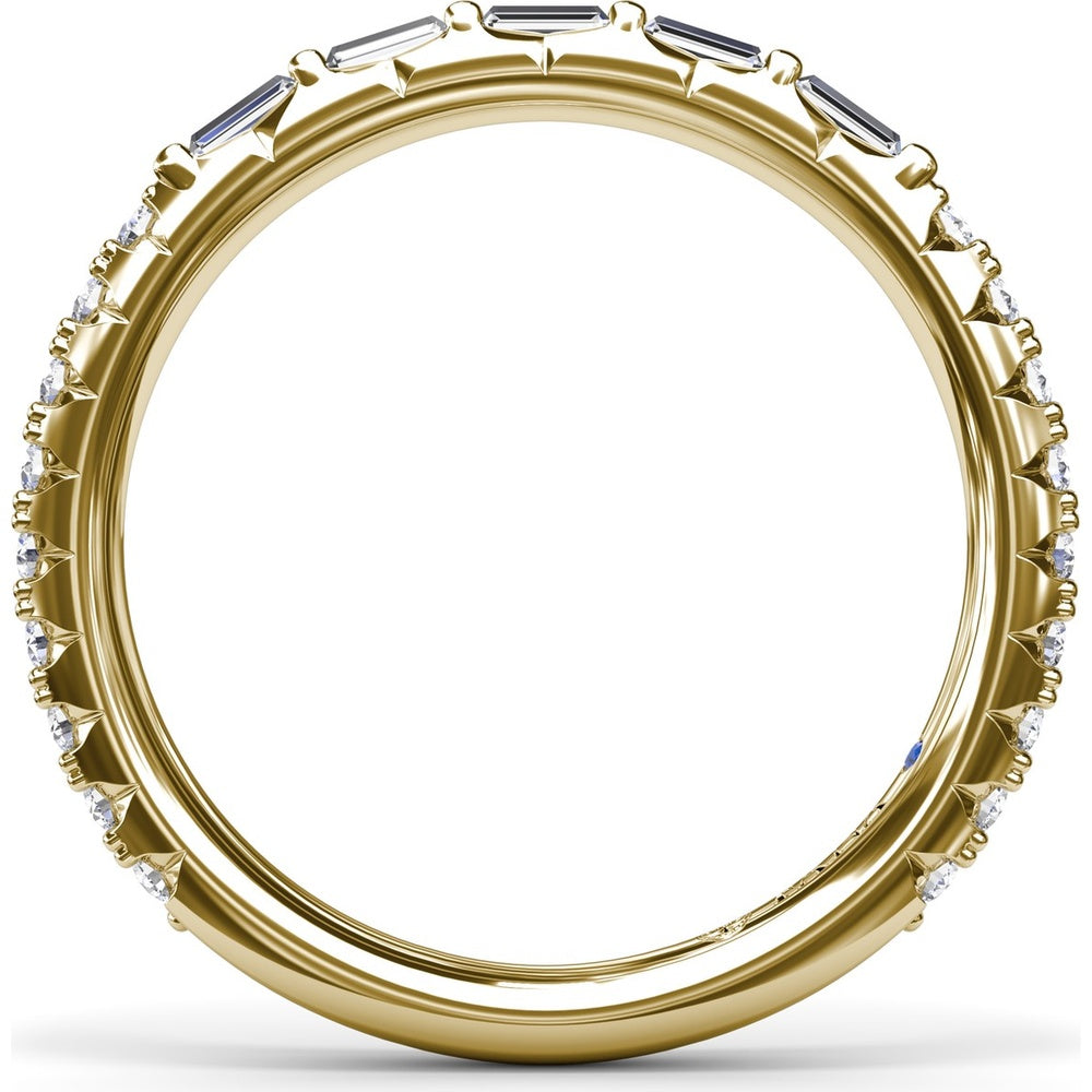 Wedding Band with Bar Set Baguette Diamonds by Fana - 0.48 Carat Total Diamond Weight
