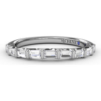 Wedding Band with Bar Set Emerald Cut Diamonds by Fana - 0.46 Carat Total Diamond Weight