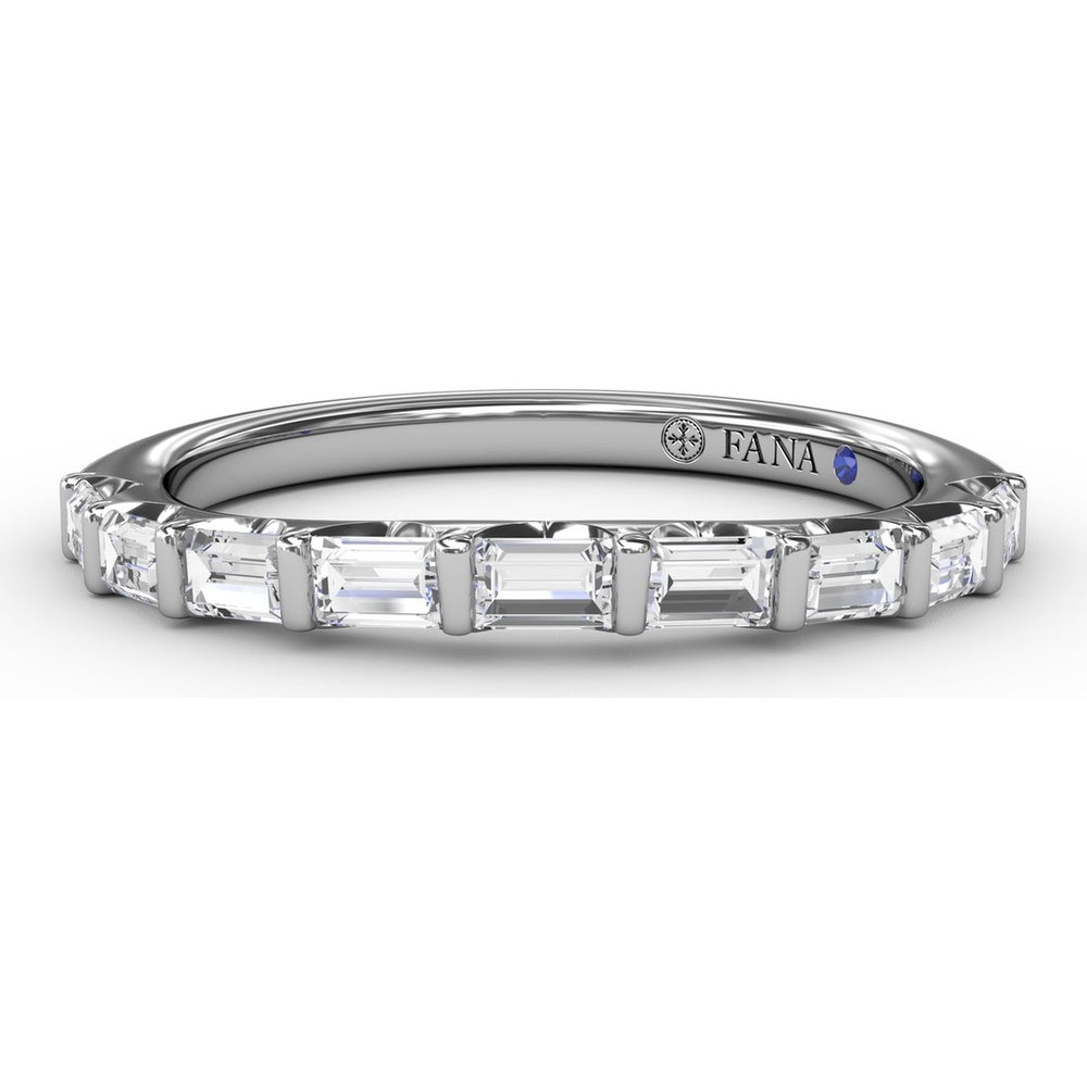 Wedding Band with Bar Set Emerald Cut Diamonds by Fana - 0.46 Carat Total Diamond Weight