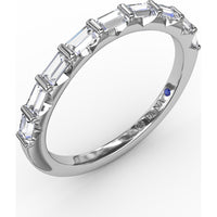 Wedding Band with Bar Set Emerald Cut Diamonds by Fana - 0.46 Carat Total Diamond Weight
