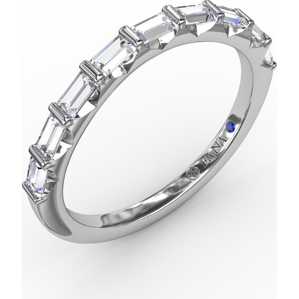 Wedding Band with Bar Set Emerald Cut Diamonds by Fana - 0.46 Carat Total Diamond Weight