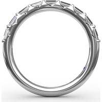 Wedding Band with Bar Set Emerald Cut Diamonds by Fana - 0.46 Carat Total Diamond Weight