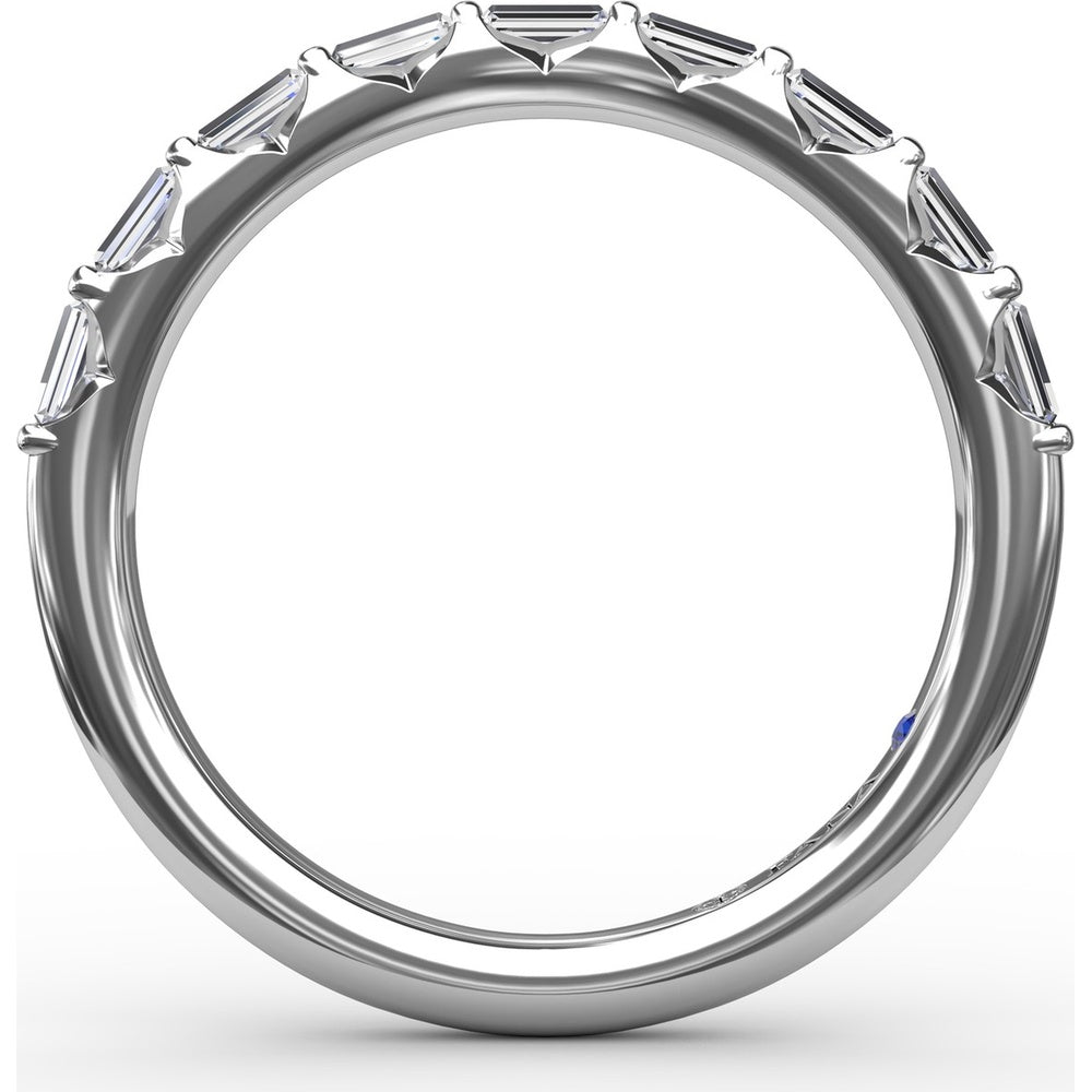 Wedding Band with Bar Set Emerald Cut Diamonds by Fana - 0.46 Carat Total Diamond Weight