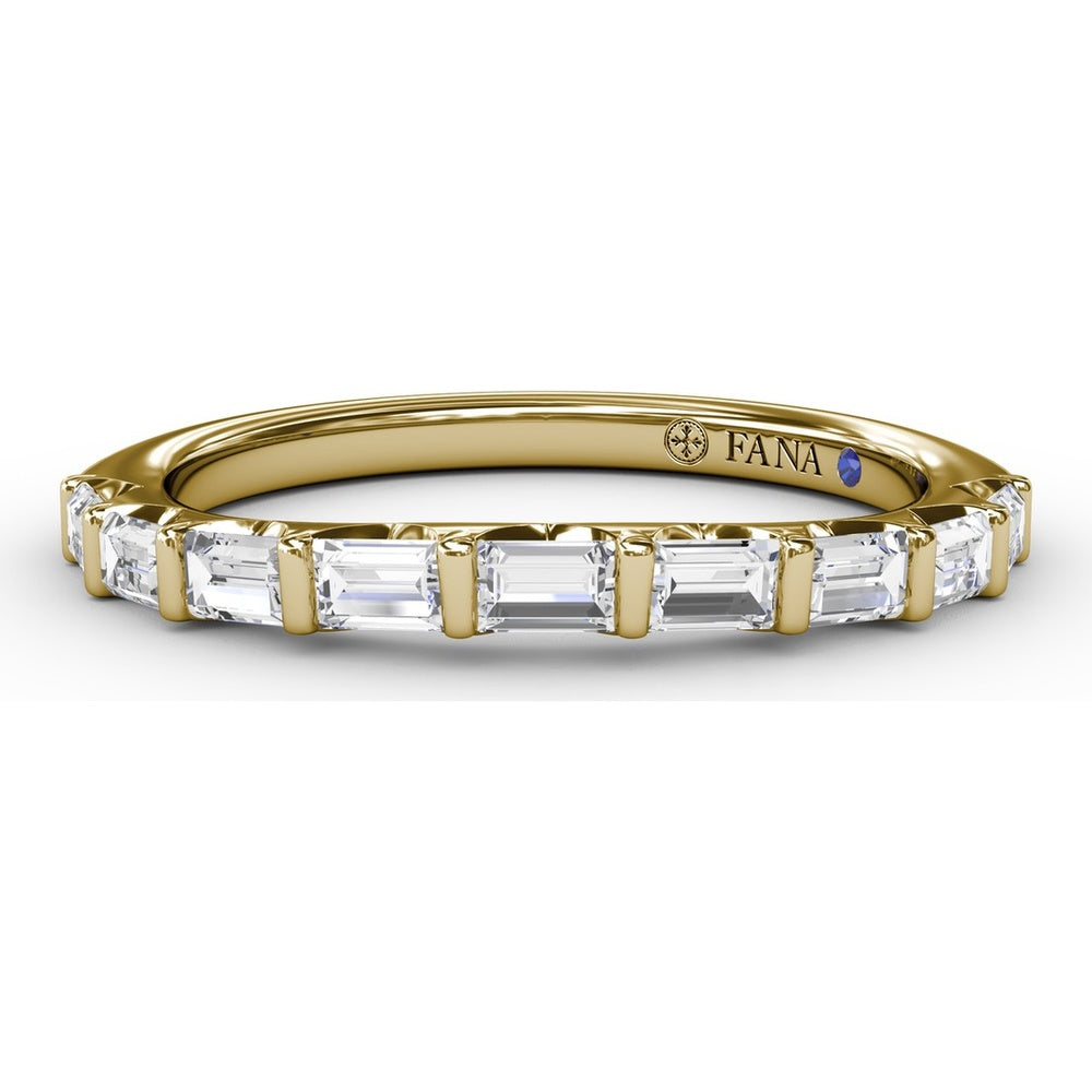 Wedding Band with Bar Set Emerald Cut Diamonds by Fana - 0.46 Carat Total Diamond Weight