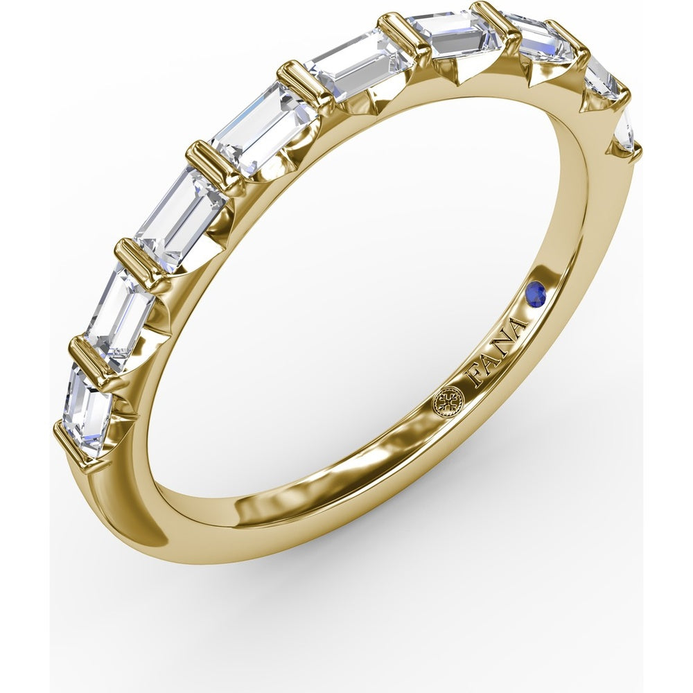 Wedding Band with Bar Set Emerald Cut Diamonds by Fana - 0.46 Carat Total Diamond Weight