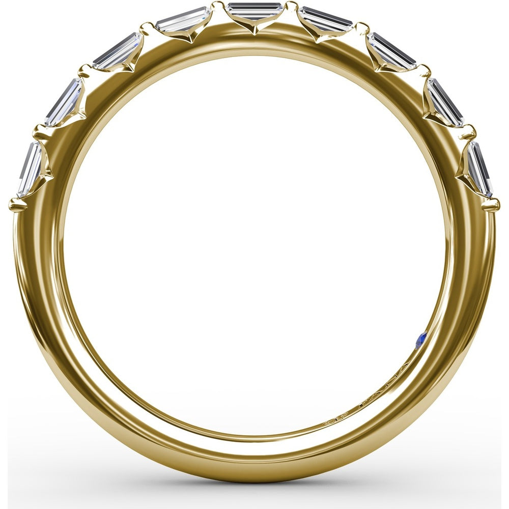 Wedding Band with Bar Set Emerald Cut Diamonds by Fana - 0.46 Carat Total Diamond Weight