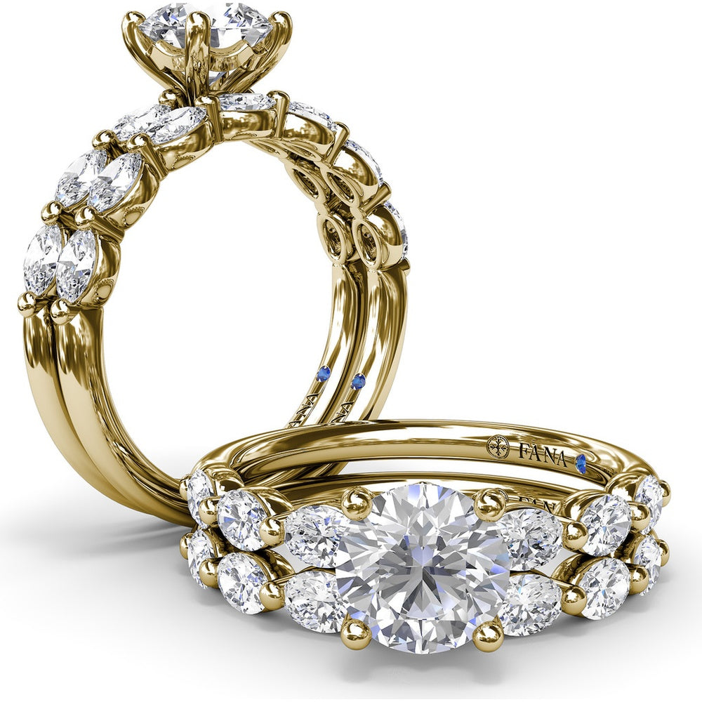 Wedding Band with East-West Shared-Prong Oval Diamonds by Fana - 1.08 Carat Total Diamond Weight