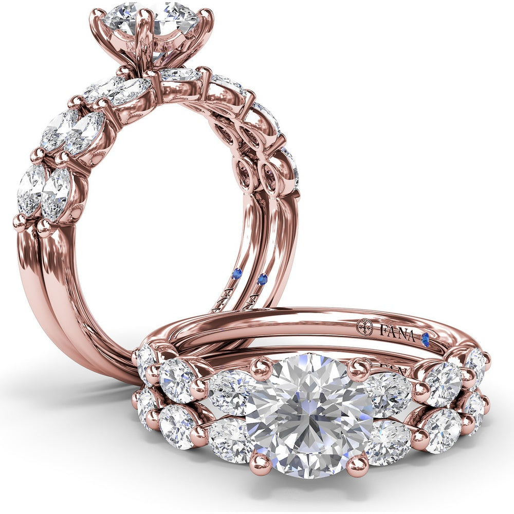 Wedding Band with East-West Shared-Prong Oval Diamonds by Fana - 1.08 Carat Total Diamond Weight