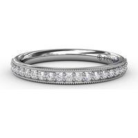 Wedding Band with Milgrain Edge and Pavé Set Round Diamonds by Fana - 0.21 Carat Total Diamond Weight