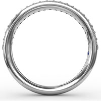 Wedding Band with Milgrain Edge and Pavé Set Round Diamonds by Fana - 0.21 Carat Total Diamond Weight