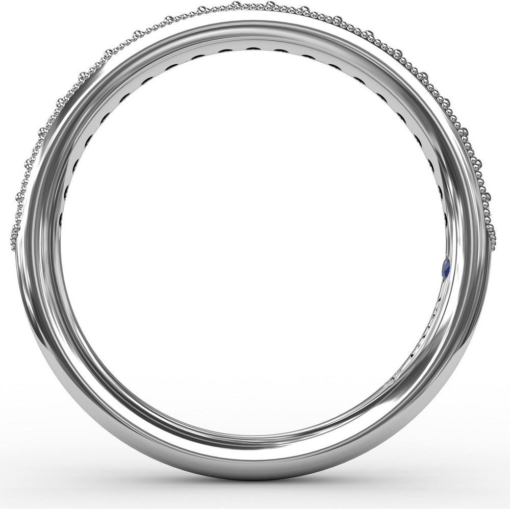 Wedding Band with Milgrain Edge and Pavé Set Round Diamonds by Fana - 0.21 Carat Total Diamond Weight