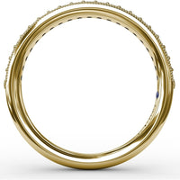 Wedding Band with Milgrain Edge and Pavé Set Round Diamonds by Fana - 0.21 Carat Total Diamond Weight