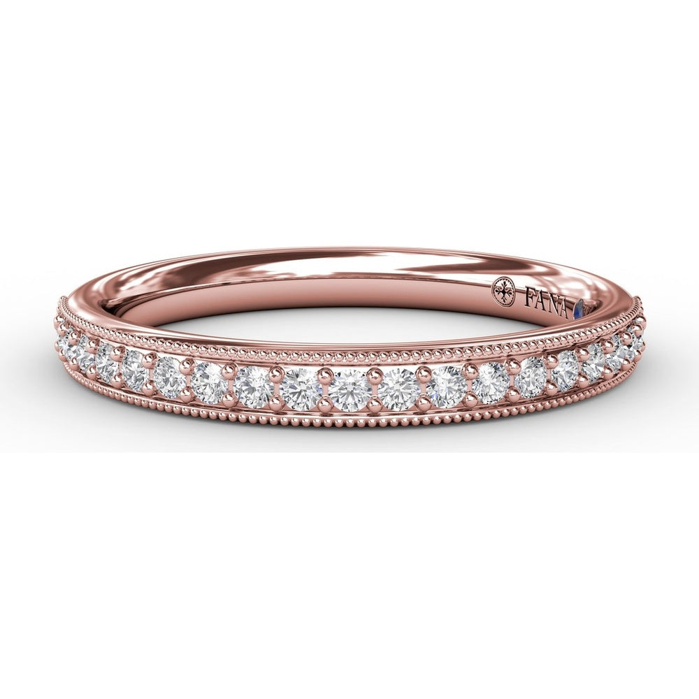 Wedding Band with Milgrain Edge and Pavé Set Round Diamonds by Fana - 0.21 Carat Total Diamond Weight