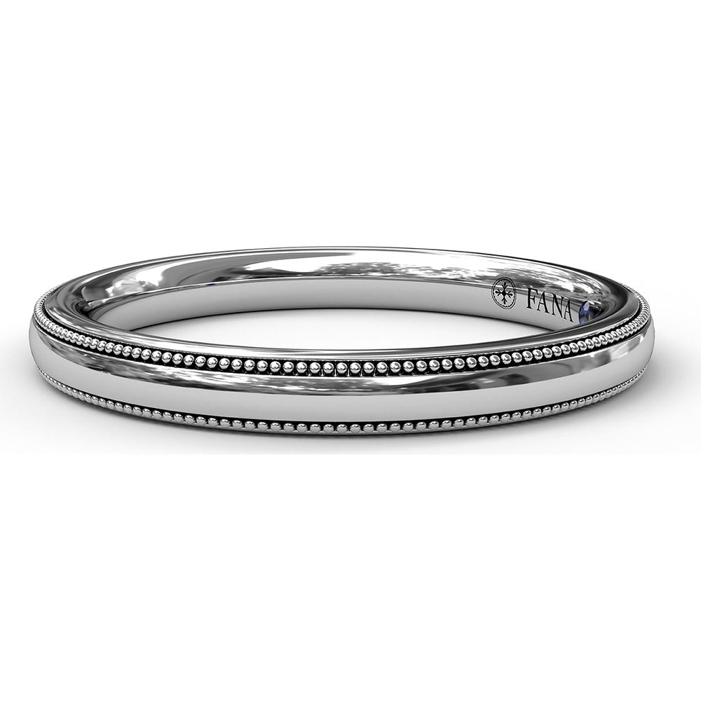 Wedding Band with Milgrain Edges and Round Diamond Channel Setting by Fana