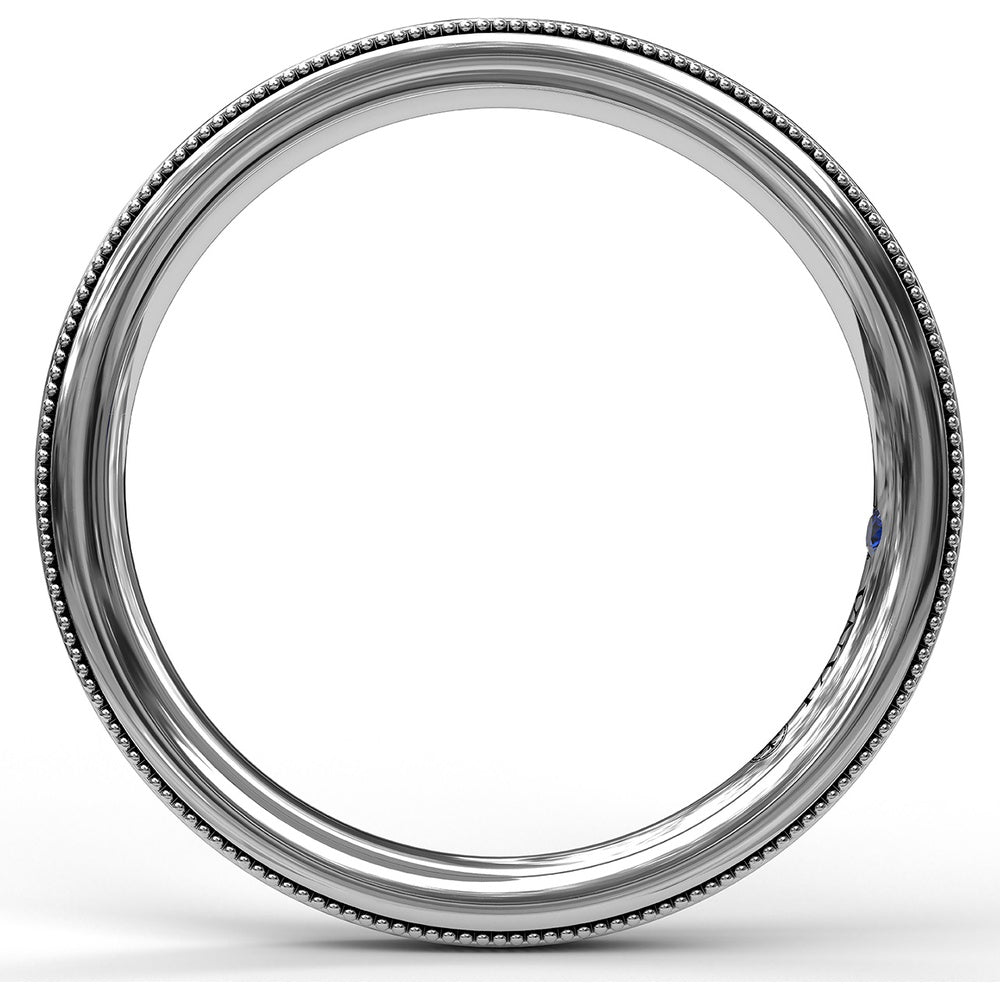 Wedding Band with Milgrain Edges and Round Diamond Channel Setting by Fana