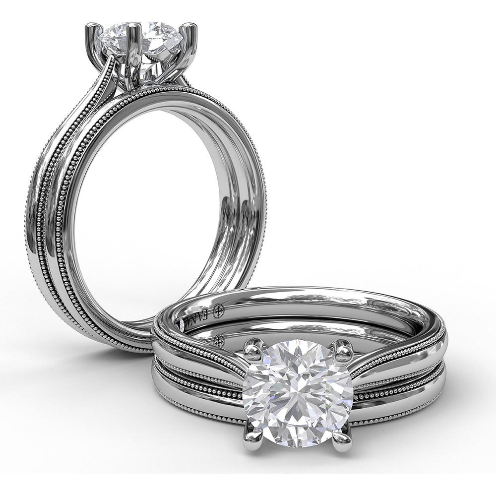 Wedding Band with Milgrain Edges and Round Diamond Channel Setting by Fana