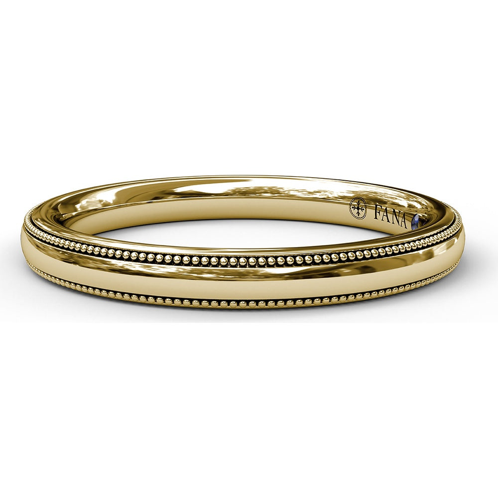 Wedding Band with Milgrain Edges and Round Diamond Channel Setting by Fana