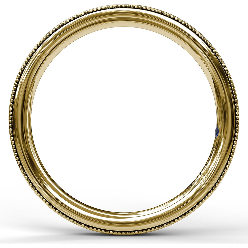 Wedding Band with Milgrain Edges and Round Diamond Channel Setting by Fana
