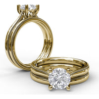 Wedding Band with Milgrain Edges and Round Diamond Channel Setting by Fana