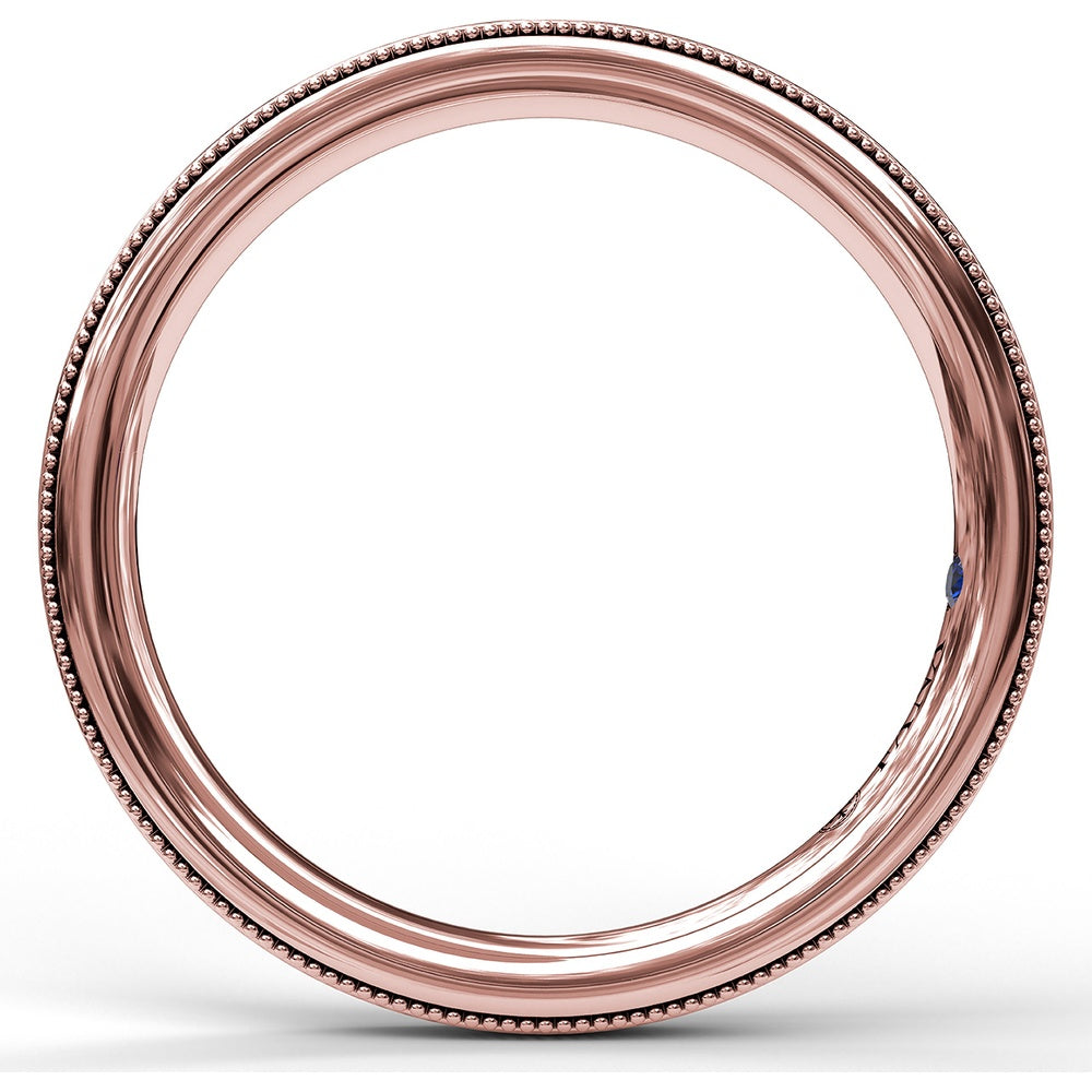 Wedding Band with Milgrain Edges and Round Diamond Channel Setting by Fana