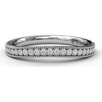 Wedding Band with Pavé Set Round Diamonds and Milgrain Detailing by Fana - 0.21 Carat Total Diamond Weight