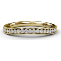 Wedding Band with Pavé Set Round Diamonds and Milgrain Detailing by Fana - 0.21 Carat Total Diamond Weight