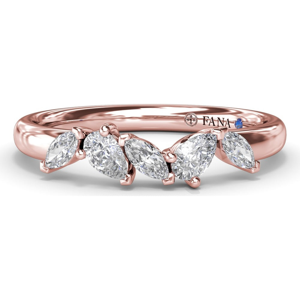 Wedding Band with Prong-Set Marquise and Pear Diamonds by Fana - 0.39 Carat Total Diamond Weight
