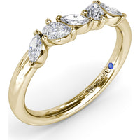 Wedding Band with Prong-Set Marquise and Pear Diamonds by Fana - 0.39 Carat Total Diamond Weight