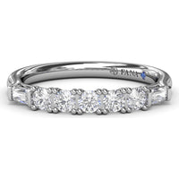 Wedding Band with Round and Tapered Baguette Diamonds by Fana - 0.38 Carat Total Diamond Weight