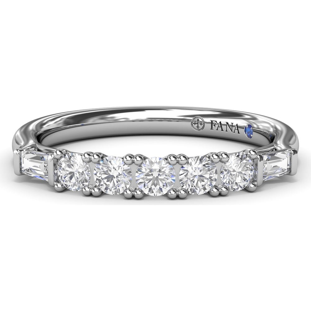 Wedding Band with Round and Tapered Baguette Diamonds by Fana - 0.38 Carat Total Diamond Weight