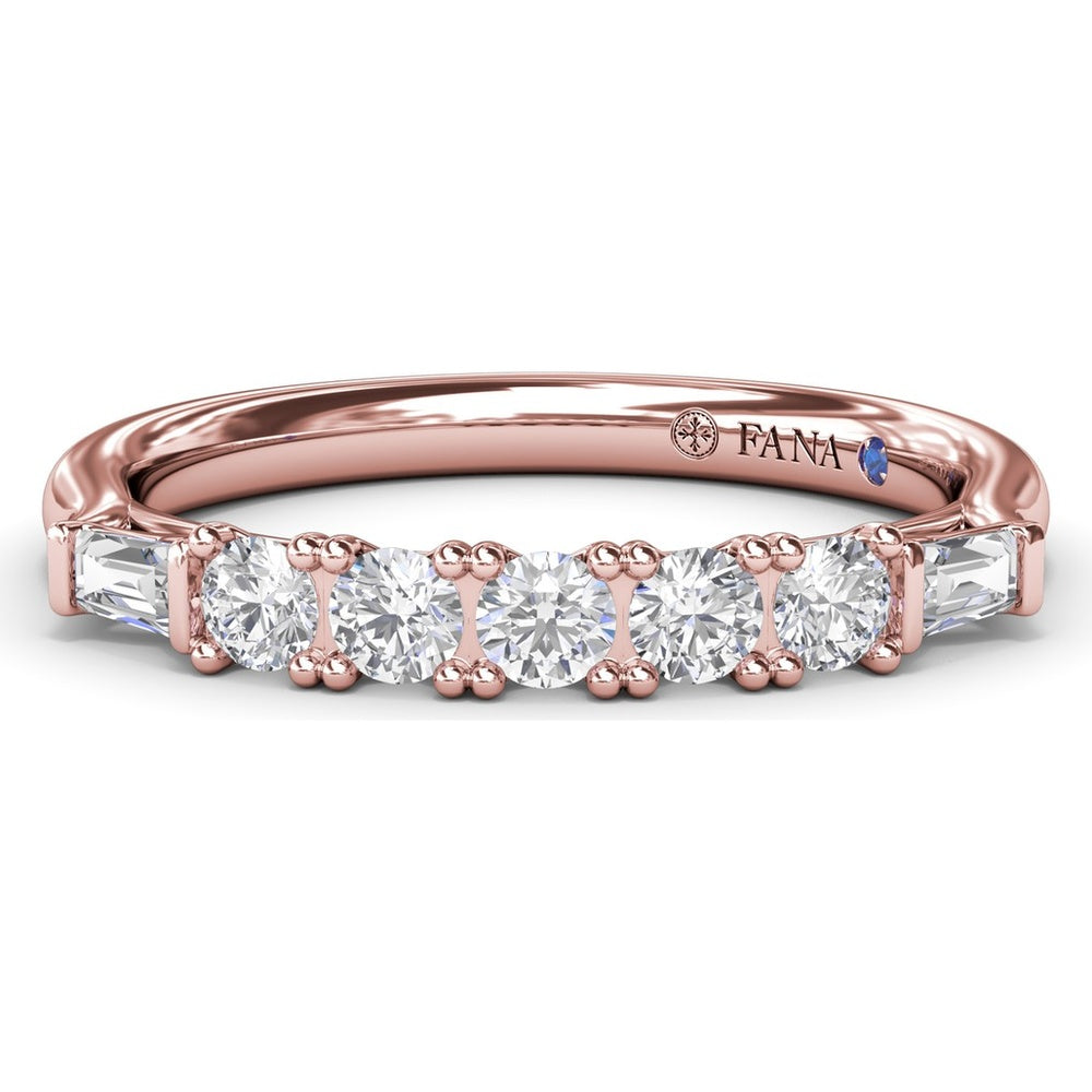 Wedding Band with Round and Tapered Baguette Diamonds by Fana - 0.38 Carat Total Diamond Weight