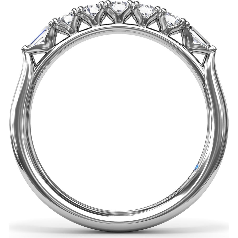 Wedding Band with Round and Tapered Baguette Diamonds by Fana - 0.38 Carat Total Diamond Weight