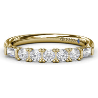 Wedding Band with Round and Tapered Baguette Diamonds by Fana - 0.38 Carat Total Diamond Weight