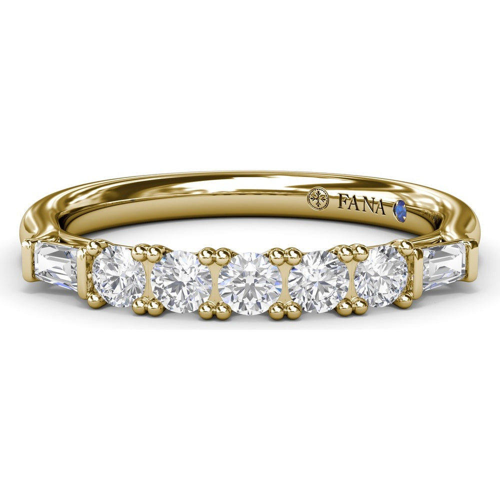 Wedding Band with Round and Tapered Baguette Diamonds by Fana - 0.38 Carat Total Diamond Weight