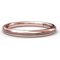 Wedding Band with Round Diamond Pavé and Milgrain Detailing by Fana