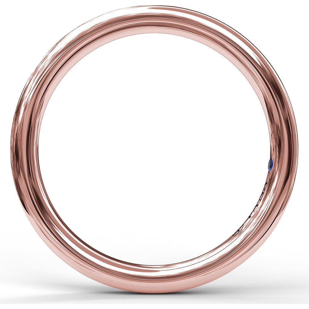 Wedding Band with Round Diamond Pavé and Milgrain Detailing by Fana