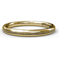 Wedding Band with Round Diamond Pavé and Milgrain Detailing by Fana