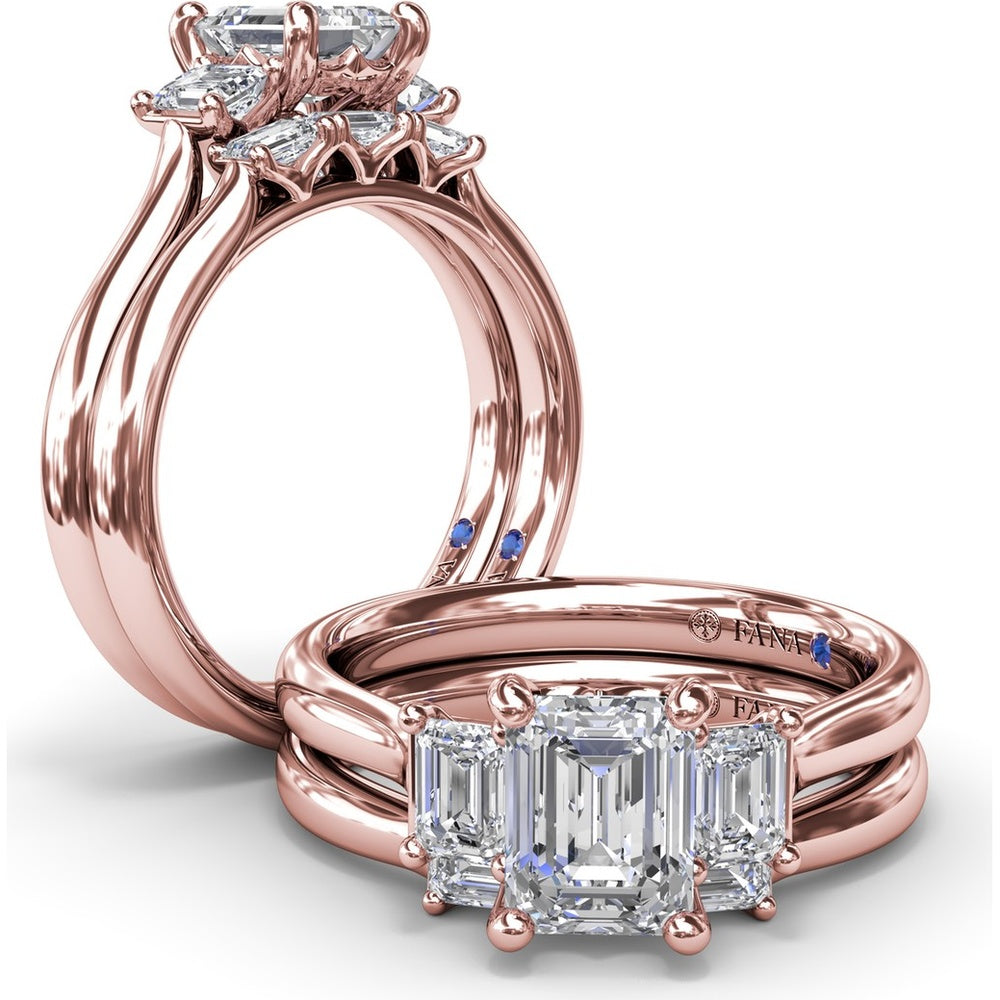 Wedding Band with Shared-Prong Emerald-Cut Diamonds by Fana - 0.33 Carat Total Diamond Weight