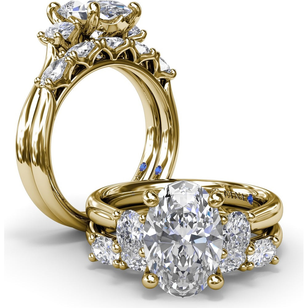 Wedding Band with Shared-Prong Oval Diamonds by Fana - 0.65 Carat Total Diamond Weight