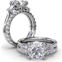 Wedding Band with Shared-Prong Set Round Brilliant Diamonds by Fana - 0.82 Carat Total Diamond Weight