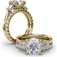 Wedding Band with Shared-Prong Set Round Brilliant Diamonds by Fana - 0.82 Carat Total Diamond Weight