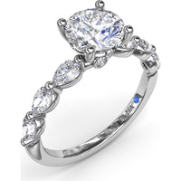Whimsical Engagement Ring Setting with Pear Diamond Accents by Fana - 0.56 Carat Total Diamond Weight