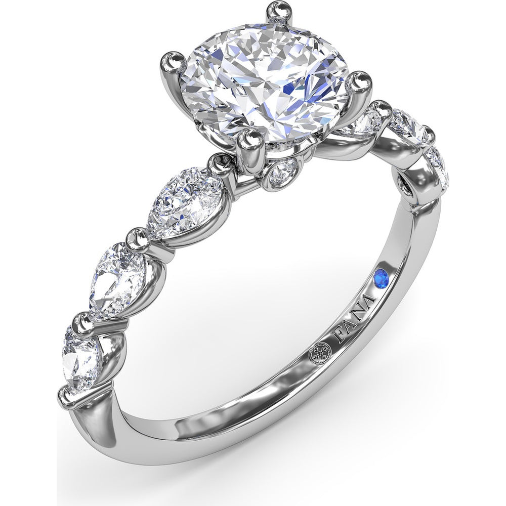 Whimsical Engagement Ring Setting with Pear Diamond Accents by Fana - 0.56 Carat Total Diamond Weight